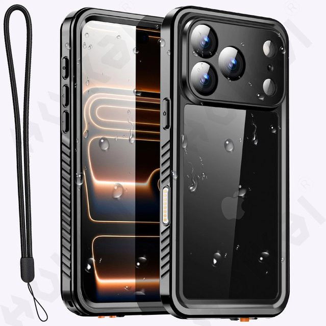 Huikai Wasserdichte iPhone Hülle IP68 aus Aluminium für iPhone 17 bis 11 Pro Max und XR Plus in Schwarz oder Silber - Bild 1