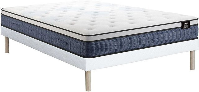 Ysmée Hybrid-Bett mit gepolstertem Stoffbezug in Weiß, B/T: 160 x 200 cm - Bild 1