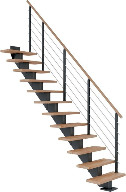 Dolle Mittelholmtreppe Hamburg Gerade aus Buche in Anthrazit, GH bis 279 cm, Breite: 85 cm - Bild 1