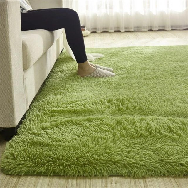 VIKAMA Plüschteppich in Grün, rechteckiger Bodenteppich für Wohnzimmer und Schlafzimmer, B/T: 160 x 230 cm - Bild 1