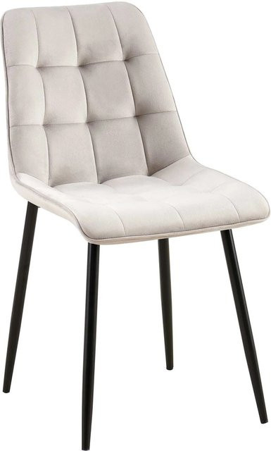 DELUKE Esszimmerstuhl DARID aus Samt in Grau, B/T/H: 47 x 61 x 89 cm - Bild 1