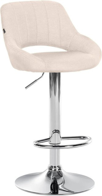 DELUKE Barhocker SEGAD Barstuhl mit Lehne aus Stoff in Creme und Silber, B/T/H: 46,5 x 48 x 85 cm - Bild 1