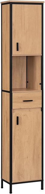 Eugad Hochschrank in Natur mit 5 Fächern und 1 Schublade, B/T/H: 30 x 30 x 180 cm - Bild 1
