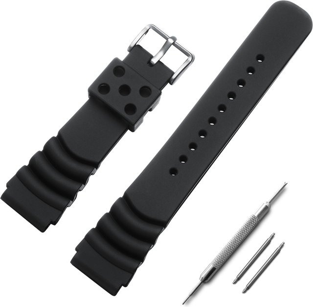 ADDIESDIVE Uhrenarmband, Kautschuk, Edelstahl, Schwarz, Unisex - Bild 1