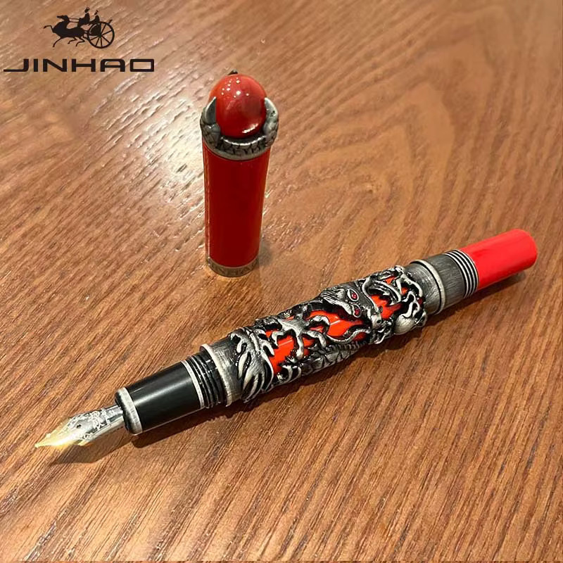 Jinhao Dragon King Füllfederhalter mit feiner Spitze in Rot und Grün aus Resin - Bild 2