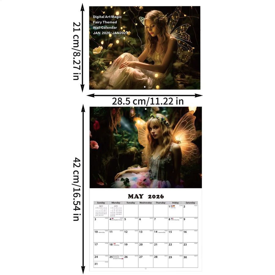Feen-Wandkalender 2026 mit Fantasy-Kunst und Feenprinzessin-Illustrationen in Multicolour - Bild 4