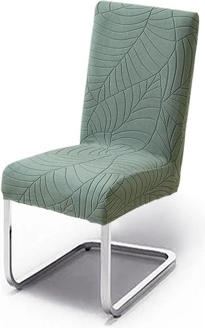 Premium Blatt Jacquard Stuhlbezug aus Spandex in Grün für Esszimmer und Küche - Bild 1