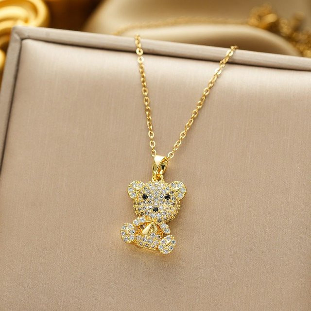 Wucifang Jewelry Bärenkette, Kupfer, beige, Zirkonia, Damen - Bild 1