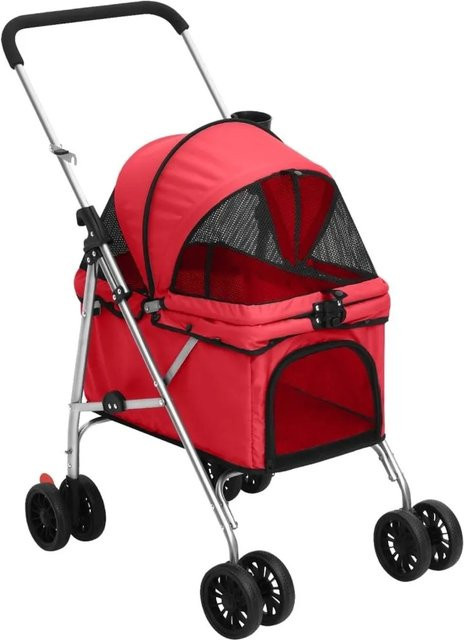 vidaXL Hundewagen faltbar Rot aus Oxford-Gewebe und Stahl, B/T/H: 76 x 50 x 100 cm - Bild 1
