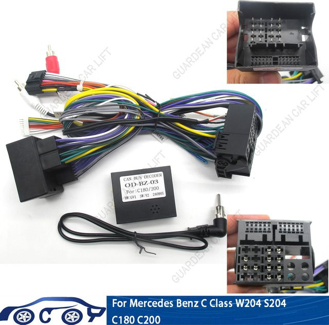 Android Radio Stromkabel mit Canbus Box OD-BENZ-03 für Mercedes-Benz C-Klasse C180 C200 W204 16 Pin Kabelbaum - Bild 1