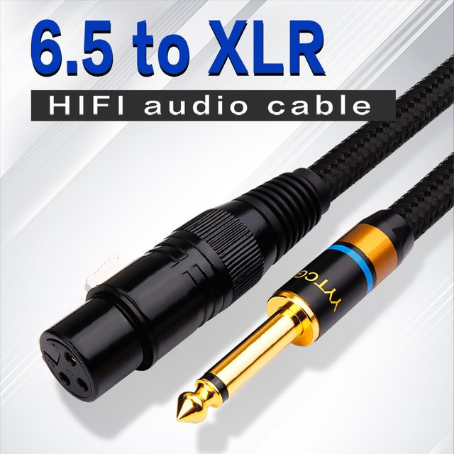 YYTCG Mikrofonkabel XLR 3-polig auf 6,5mm Klinke Aux-Kabel TRS 6,35mm auf XLR Buchse für Instrumente und Gitarren, Schwarz - Bild 1