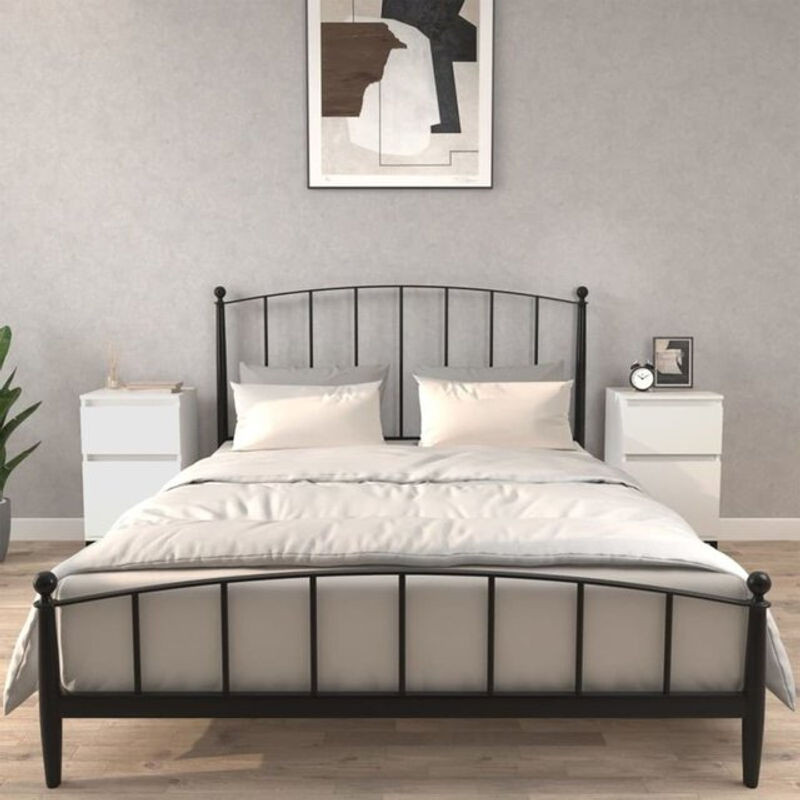 Vidaxl Nachttische 2er Set Weiß aus Holzwerkstoff und Metall B/T/H: 40 x 35 x 70 cm - Bild 1
