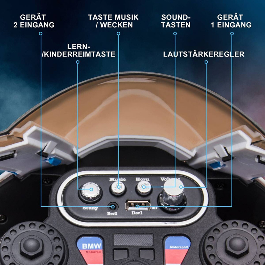 HOMCOM Kinder-Elektromotorrad blau mit Licht und Sound - Bild 3