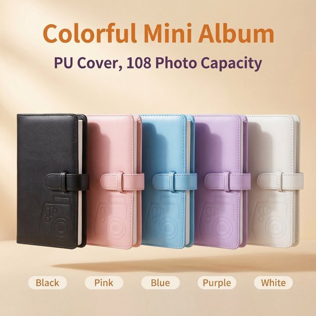 Stilvolles PU-Fotoalbum in Blau mit 108 Fächern für 3-Zoll-Sofortfotos, kompatibel mit Fujifilm Instax Mini 12, 11, Evo, 40, 7+, 25, 90, 99, SE und Link 2 - Bild 1