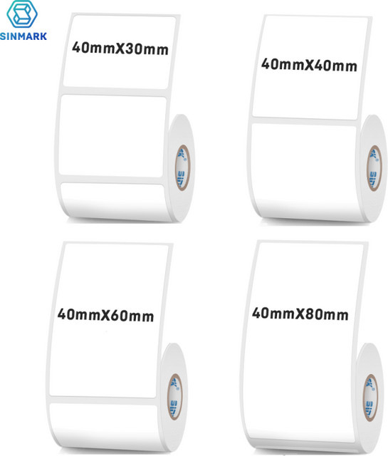 SINMARK Thermo-Etikettenaufkleber weiß, selbstklebendes Etikettenpapier für Kleidung, Warenpreise und Lebensmittel, Breite: 40 mm - Bild 1