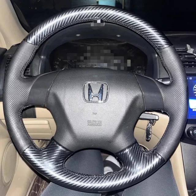 DIY Lenkradabdeckung aus Carbon Faser und Leder für Honda Accord (Baujahre 2003-2007) in Schwarz - Bild 1