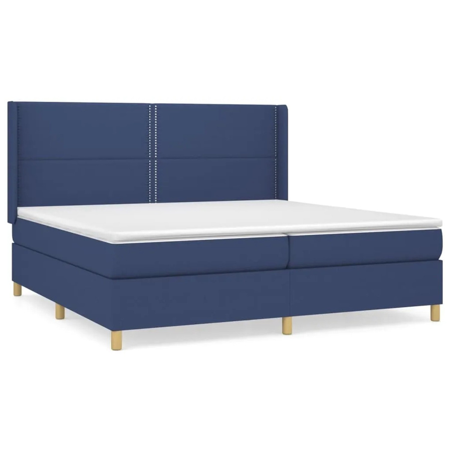 vidaXL Boxspringbett mit Matratze in Blau aus Stoff, Hybrid-Design mit Taschenfederkern, B/T: 200 x 200 cm - Bild 2