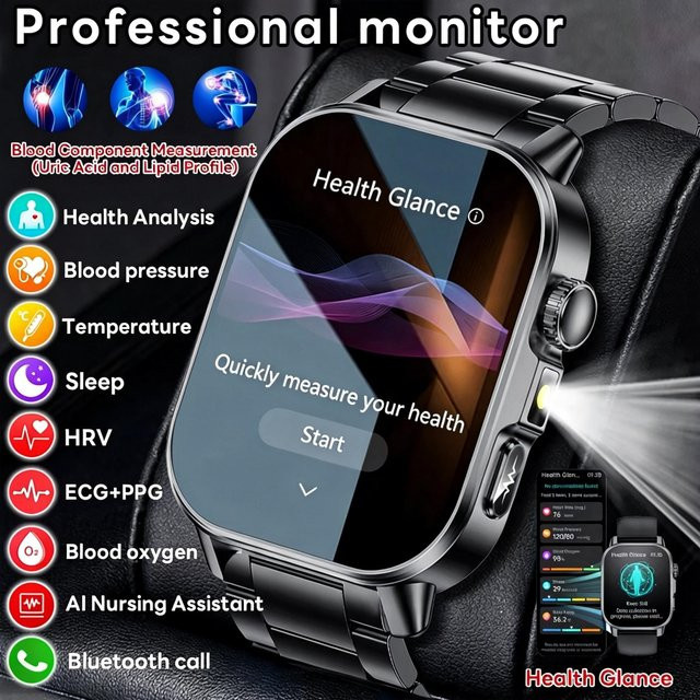 GUHUAVMI Smartwatch, Schwarz, 2,01 Zoll, Unisex - Bild 1