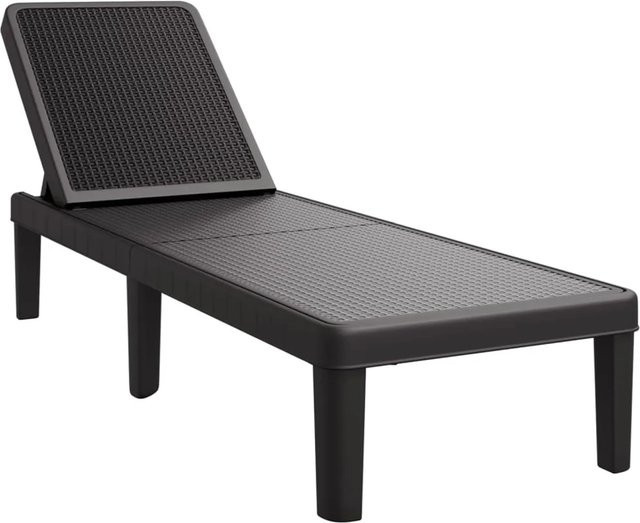 vidaXL Sonnenliege aus Polypropylen mit 4-fach verstellbarer Rückenlehne, Farbe: Schwarz, B/T/H: 155,5 x 57 x 28 cm - Bild 1