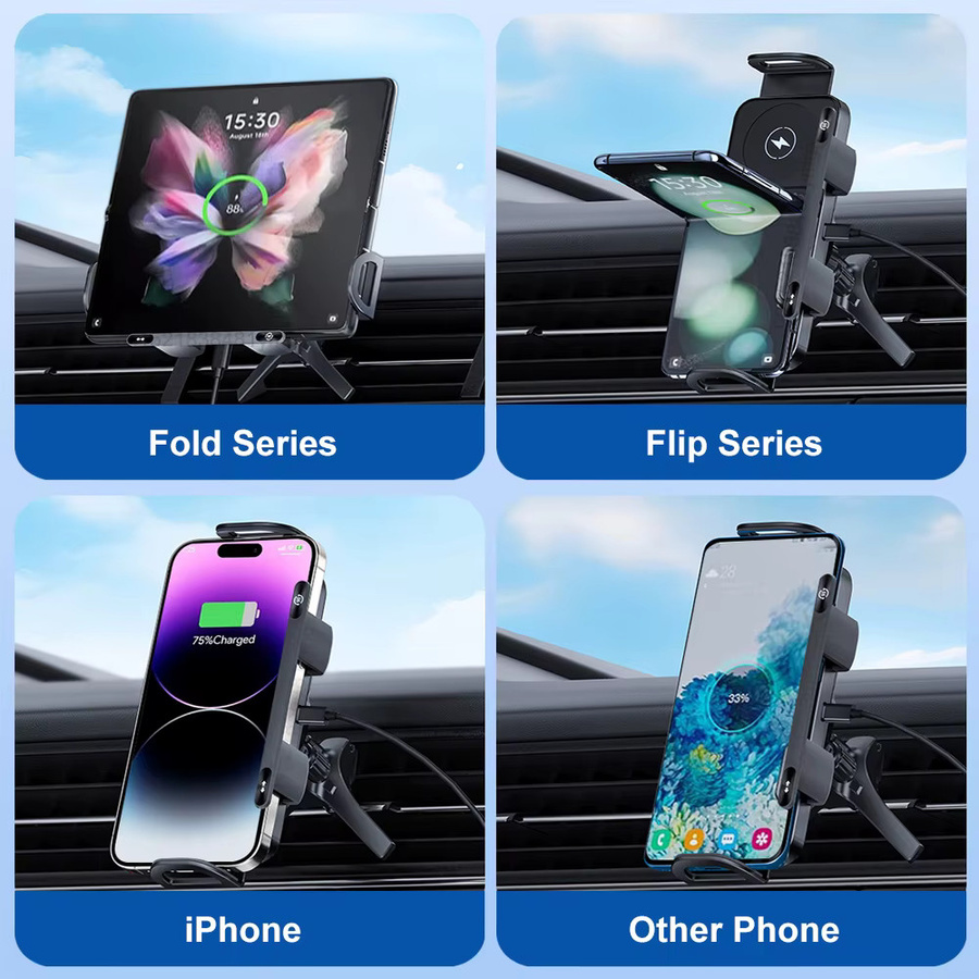 Samsung Kabelloses Dual-Spulen Ladegerät für Galaxy Z Fold 5 6 und Flip 3 4 mit Luftstromhalterung in Schwarz - Bild 2