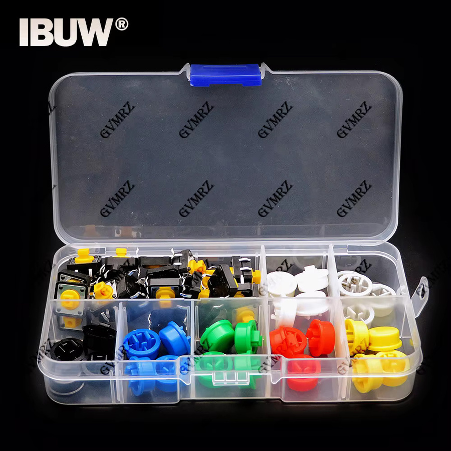 280er Set Tactile Push Button Micro Schalter mit 6 farbigen Takt Kappen, B/T/H: 12 x 12 x 7,3 mm, Multicolor - Bild 2