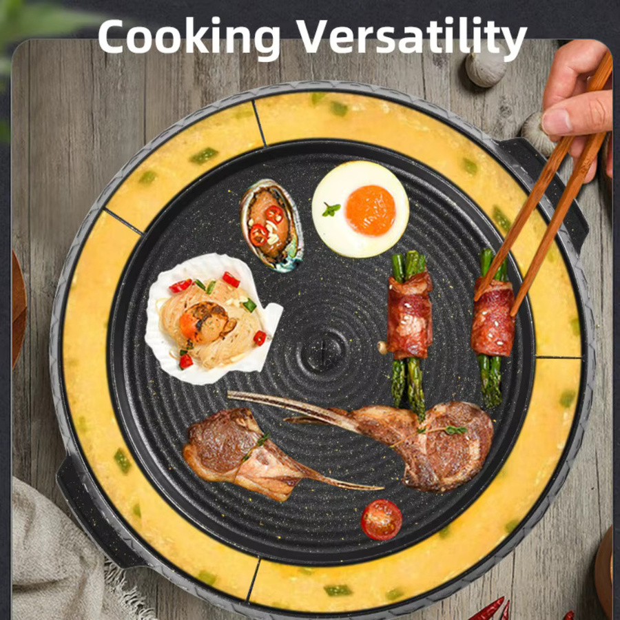 KOSUN Antihaftbeschichtete Runde Grillpfanne aus Aluminium in Schwarz für Innen- und Außenbereich - Bild 4