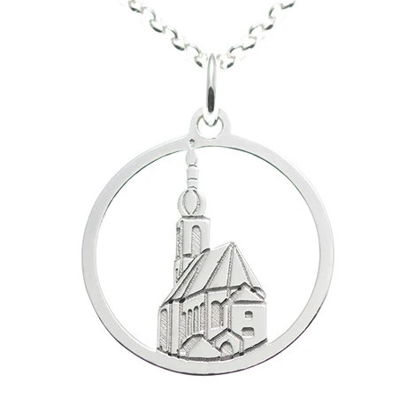 Ramsauer Anhänger Kirche St. Sebastian, 925 Silber, mit Kette, 45 cm - Bild 1