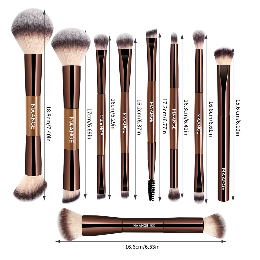 MAANGE Make-up-Pinsel Set, 9 Stück, Braun, Unisex - Bild 2