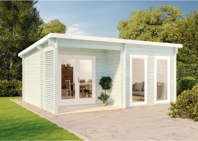 Carlsson Gartenhaus Orkus-44 Pultdach aus Holz, Imprägniert, Weiß, B/T: 520 x 391 cm - Bild 1