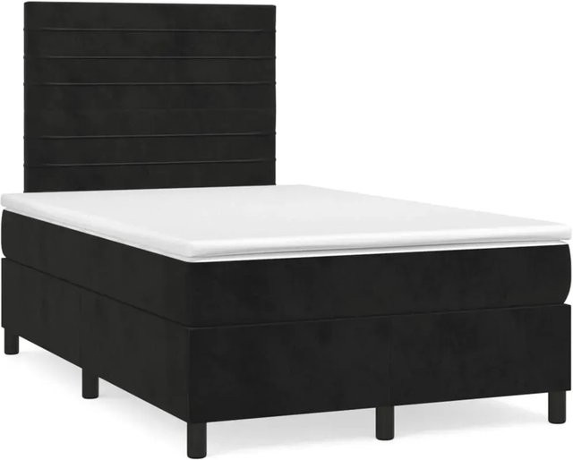 vidaXL Boxspringbett mit Matratze Schwarz Samt B/T/H: 120 x 200 cm - Bild 1