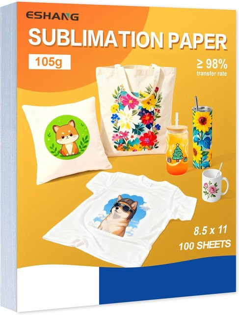 100 Blatt Sublimationspapier in Weiß, 105g, 8,5x11 Zoll, kompatibel mit Sublimationstinte und Tintenstrahldruckern für Tassen, T-Shirts und helle Stoffe - Bild 1
