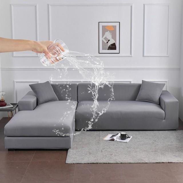 Airldianer Ecksofa-Schonbezug für 4-Sitzer, wasserabweisend und elastisch, Farbe: Lichtgrau, Breite: 235-300 cm - Bild 1