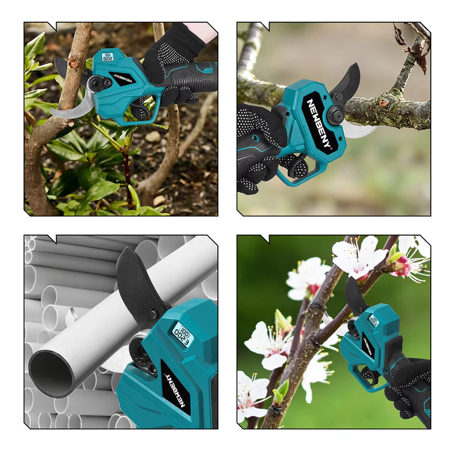 NewBeny Kabellose elektrische Astschneiderschere mit 4-Gang Bürstenloser Motor, 75mm Schnittkapazität, Türkis, kompatibel mit Makita LXT Akku - Bild 6