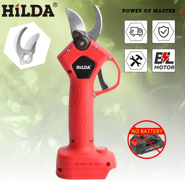 HILDA Elektrische Gartenschere in Rot mit Sicherheitsdesign als kabelloser Astschneider für Makita LXT 18V Akku - Bild 1