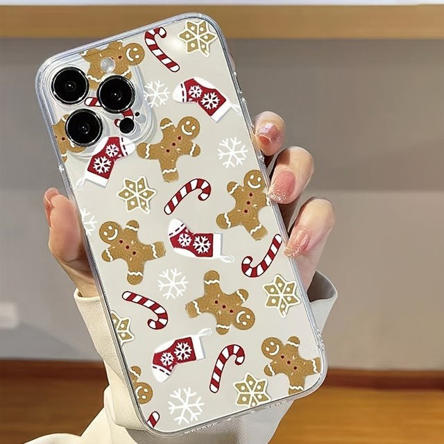 Transparente TPU-Handyhülle mit Weihnachts-Zuckerstangenmuster für Apple iPhone 17 16 15 14 13 12 11 Pro Max Plus SE und andere Modelle - Bild 1