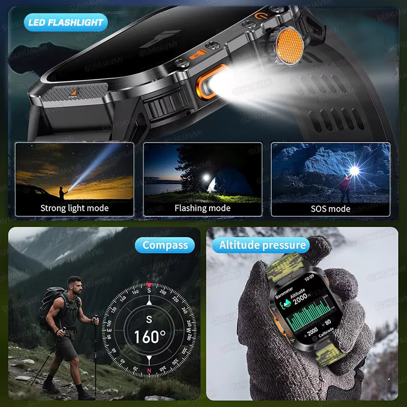 GUHUAVMI Smartwatch, GPS, Schwarz, Silikon, 3 ATM, Herren - Bild 6