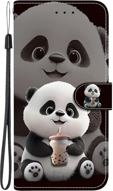 Xiaomi Redmi 15C und Redmi 15 5G Leder Handyhülle mit Löwen- und Panda-Design als Brieftasche Flip Case in Multicolour - Bild 1