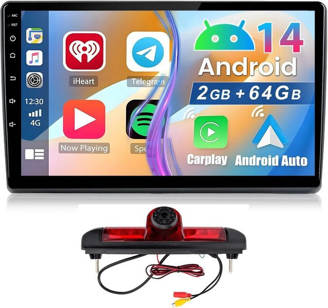 Junsun Autoradio für FIAT Ducato und Peugeot Boxer mit Rückfahrkamera, 9 Zoll Display, Bluetooth, Wi-Fi und GPS, Schwarz - Bild 1