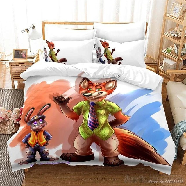 Lodestar Zootopia Bettwäsche-Set für Kinder mit 3D-Druck, Bettdeckenbezug und Kissenbezug, Mehrfarbig, B/H: 140 x 210 cm - Bild 1