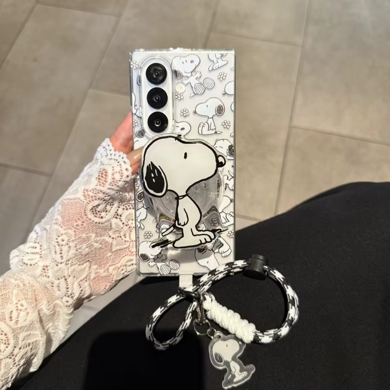 Snoopy Charlie Brown Handyhülle mit MagSafe Wireless Charging für Samsung Galaxy Z Fold 3 4 5 6 7 8 mit Magnethalterung im Cartoon Anime Design - Bild 1