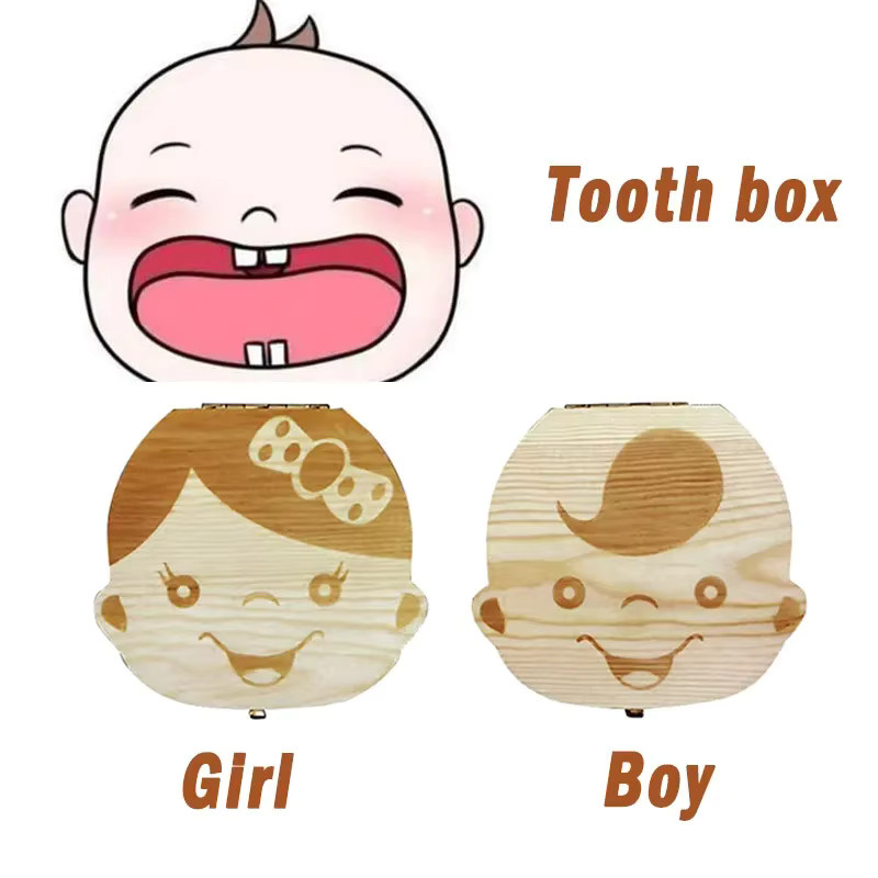 Baby Zahn Box aus Holz als Organizer für Milchzähne und Souvenirs für Jungen und Mädchen - Bild 2