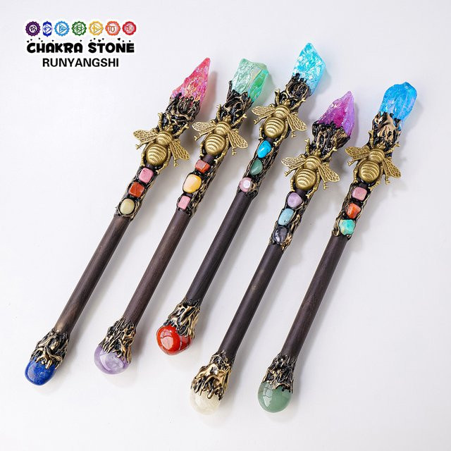 Runyangshi Handgemachtes Wohnkultur Ornament Halo in Steinoptik mit Bienen und Zweig-Motiv in Blau und Multicolour - Bild 1