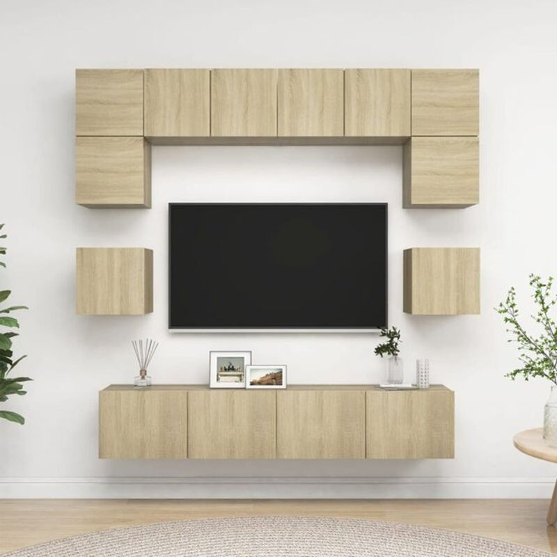 Vidaxl 8-teiliges TV-Schrank-Set in Sonoma-Eiche und Braun im modernen minimalistischen Design - Bild 1