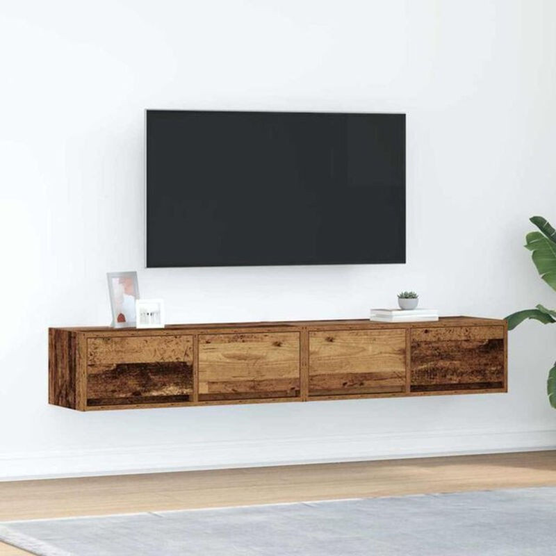 Vidaxl TV-Schrank Set 2 Stück in Altholz-Optik Braun im Landhaus und Industrial Stil aus Holzwerkstoff B/T/H: 80 x 31 x 25,5 cm - Bild 1
