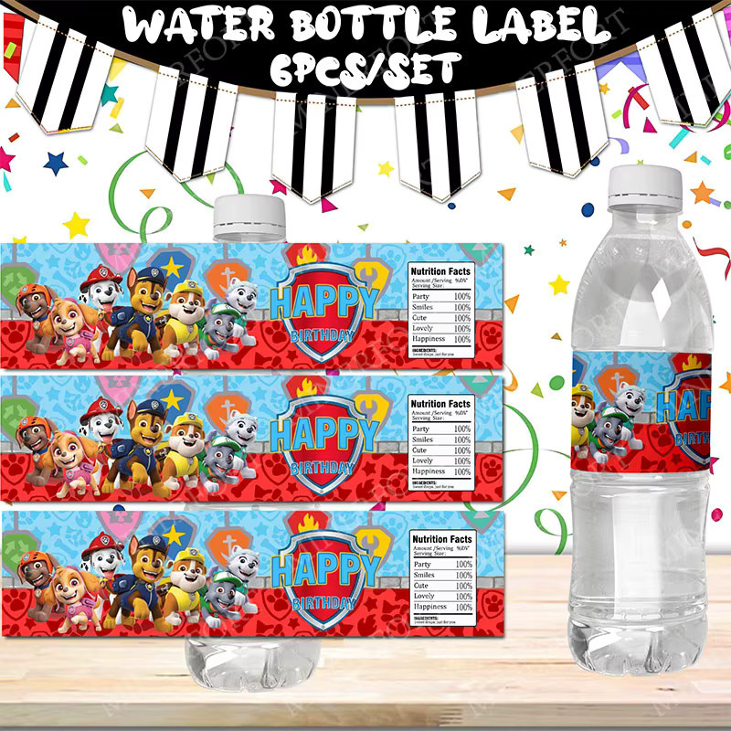 Paw Patrol Aufkleber für Wasserflaschen und Party-Dekoration, Mehrfarbig - Bild 2