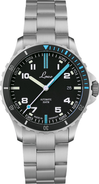 Laco Armbanduhr, Automatik, Edelstahl, Schwarz, 39 mm, 30 ATM - Bild 1