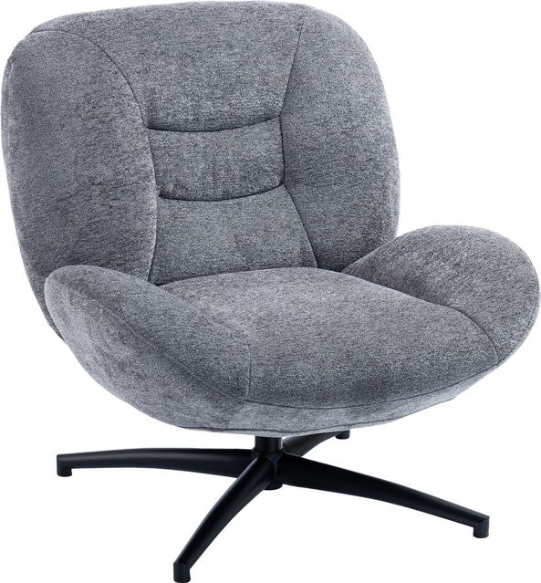 HOMCOM Drehbarer Loungesessel mit Chenille-Optik und Metallbeinen, Modernes Design in Dunkelgrau - Bild 1