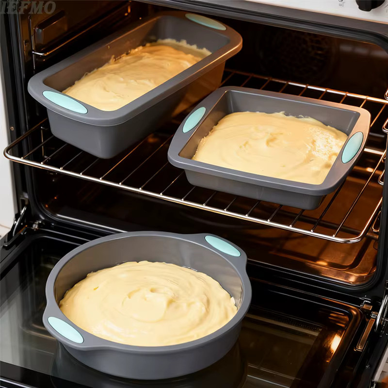 IEFMO Silikon-Kuchenform-Set Grau, Antihaftbeschichtete Rechteckige Brotform aus Silikon für die Küche - Bild 5