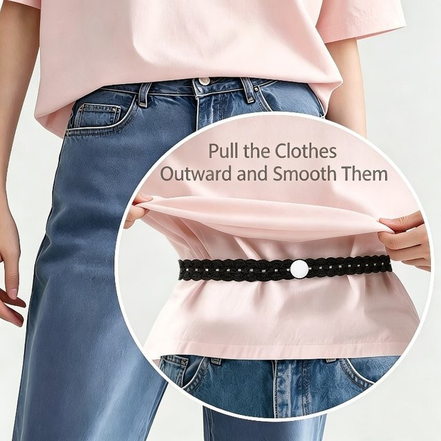 Verstellbarer Saumhalter mit 3 Knöpfen und Spitzenbesatz in Schwarz, elastischer Saumreduzierer für Strickwaren, Hemden und Hosen, Unisex Nähzubehör - Bild 1