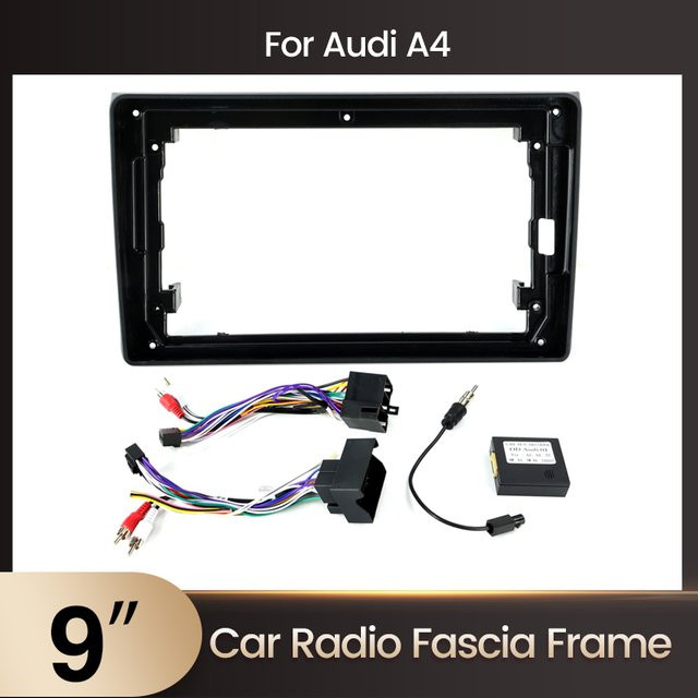 YELLOBERRY Autoradio Blende mit Canbus Decoder Box für Audi A4 B6 S4 RS4 in Schwarz - Bild 1